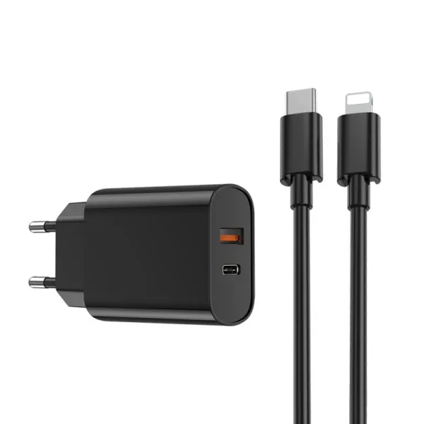 Блок WIWU USB-C 20Вт + Кабель USB-C - Lightning Black
