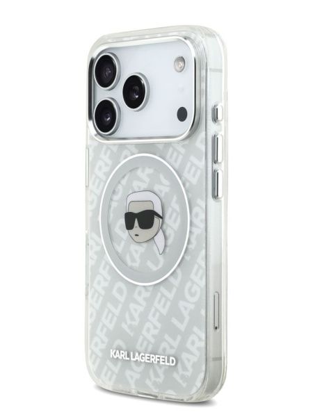 Lagerfeld для iPhone 17 Pro Max чехол IML Karl Head on logo Metal Cam Hard Grey (MagSafe)