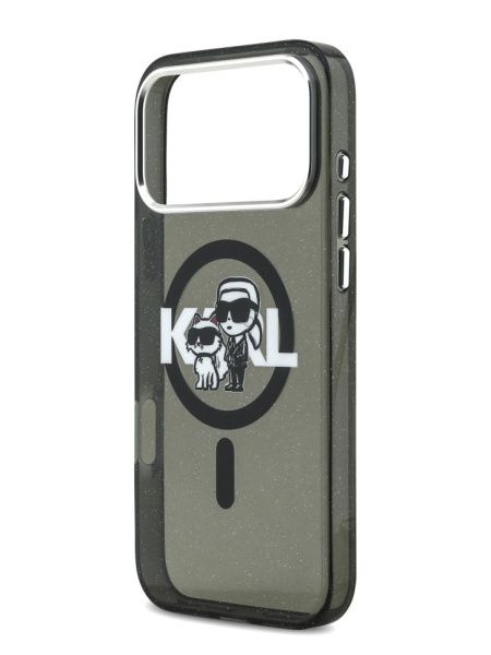 Lagerfeld для iPhone 17 Pro чехол IML Sketch Karl&Choup Metal cam Hard Glitter Black (MagSafe)